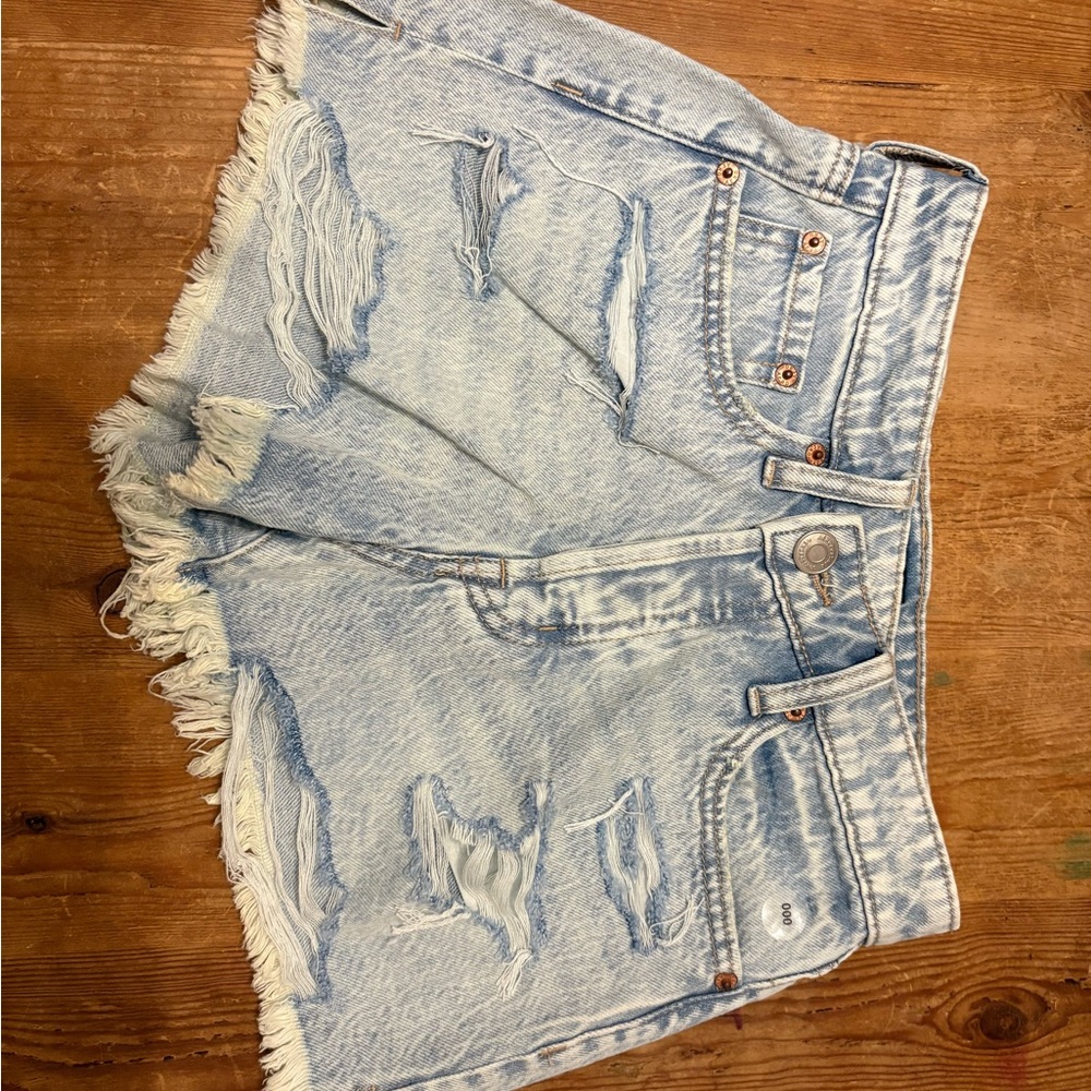 Aeropostale Frayed Light Blue Jean Shorts
